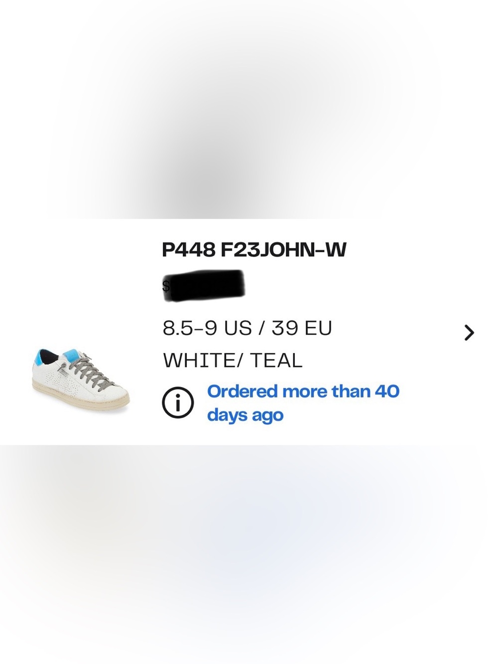 P448 White Sneakers with Blue Heel Accent and Black Insole